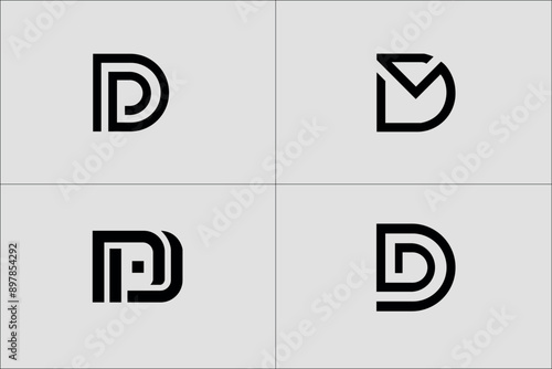 Set of letter D logo with modern creative concept for company, Set of abstract initial letter d logo template. icons for business technology, modern, Set of abstract initial letter D logo design 