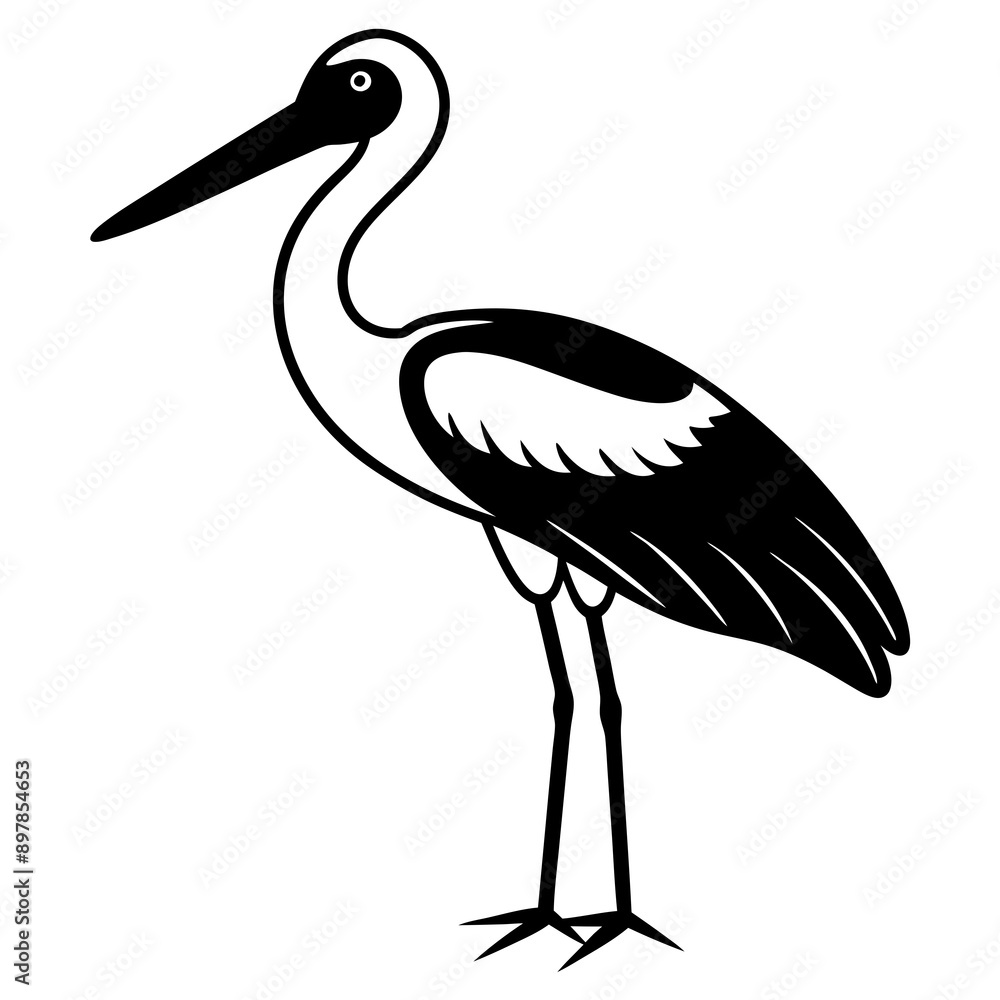 Obraz premium Stork icon silhouette vector illustration