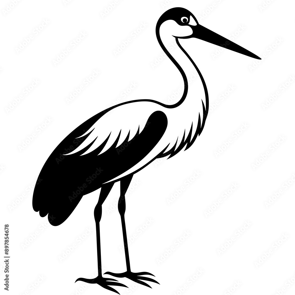 Obraz premium Stork icon silhouette vector illustration