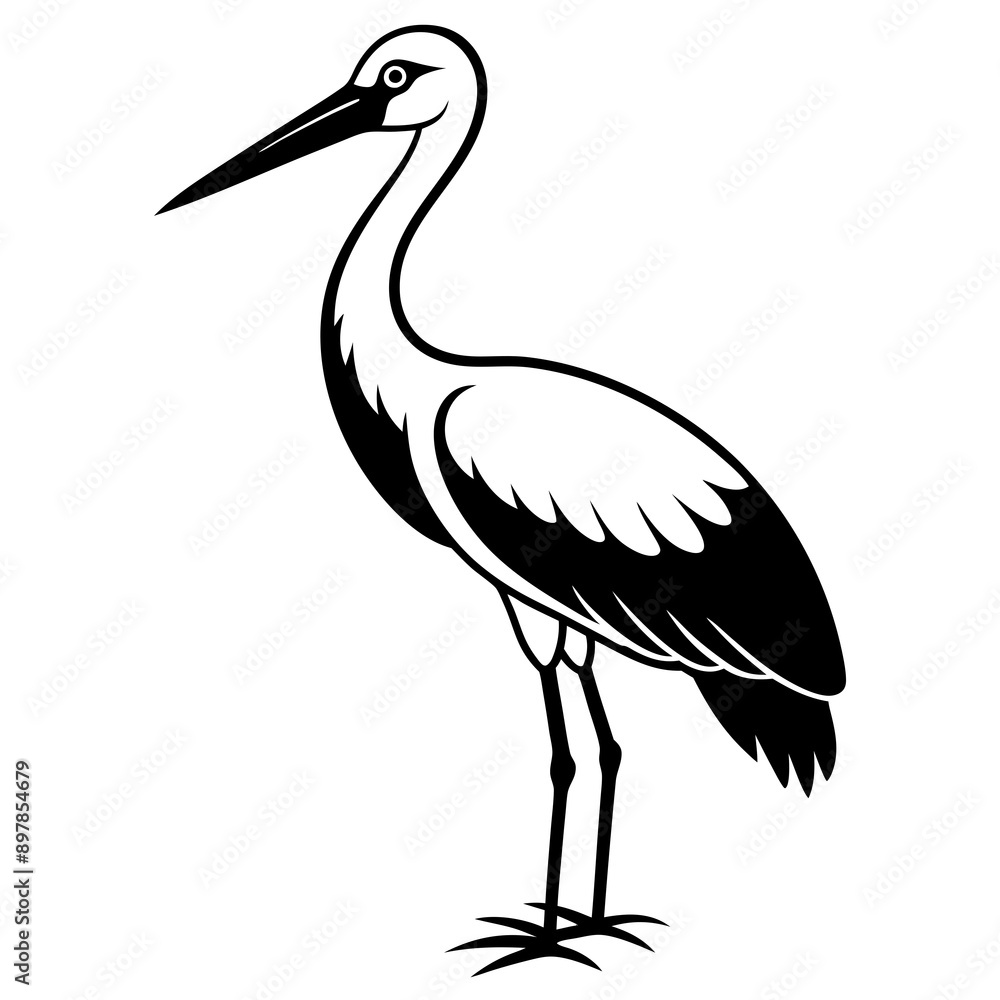 Fototapeta premium Stork icon silhouette vector illustration