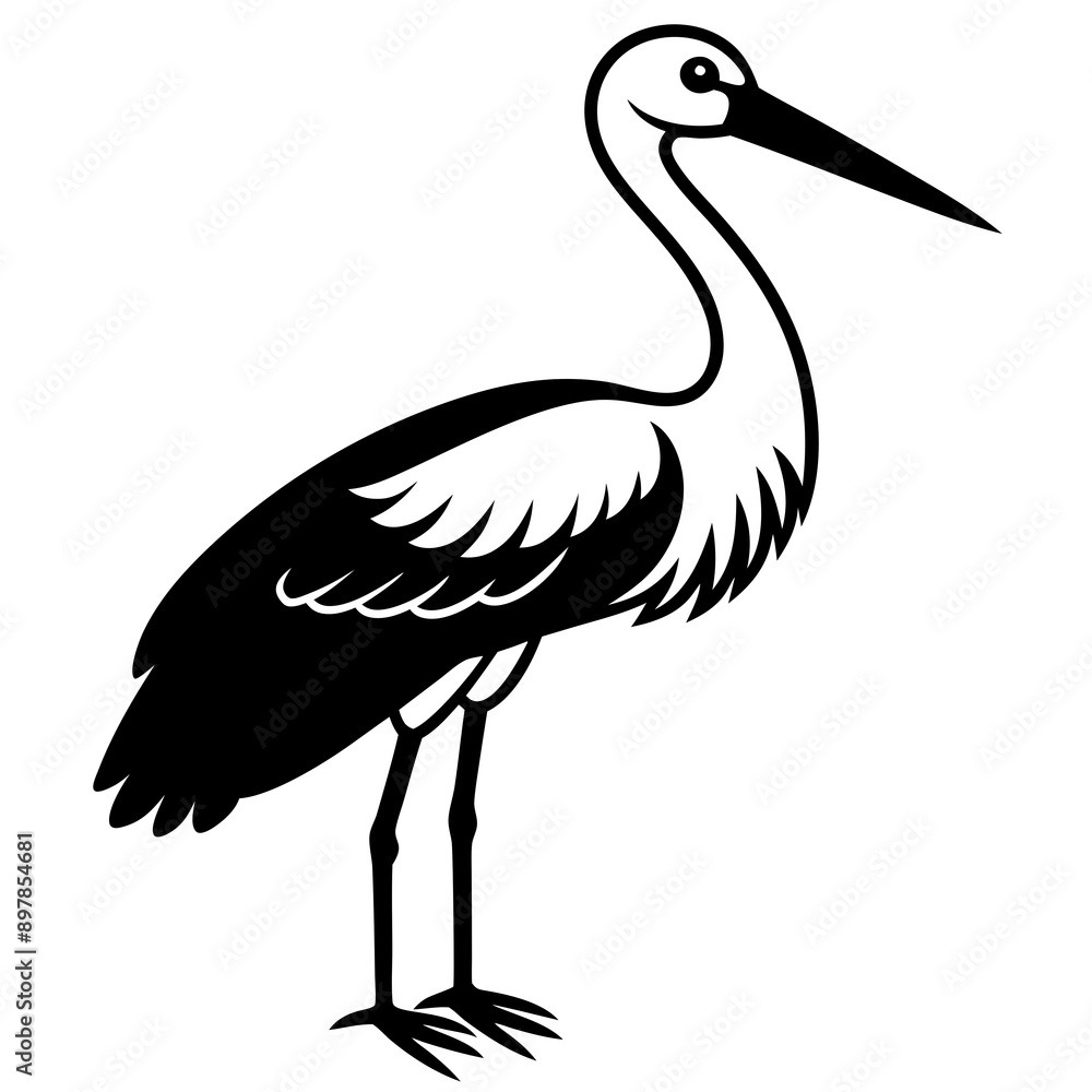 Obraz premium Stork icon silhouette vector illustration