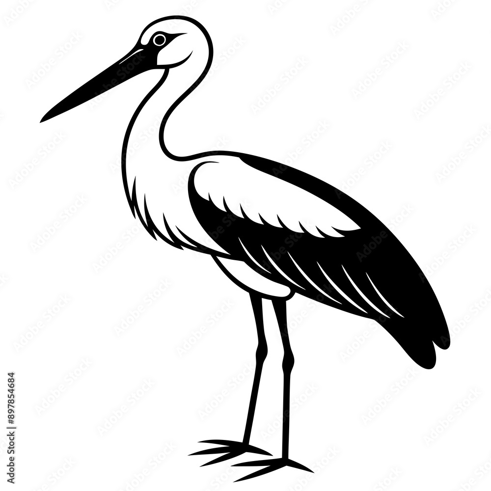 Obraz premium Stork icon silhouette vector illustration