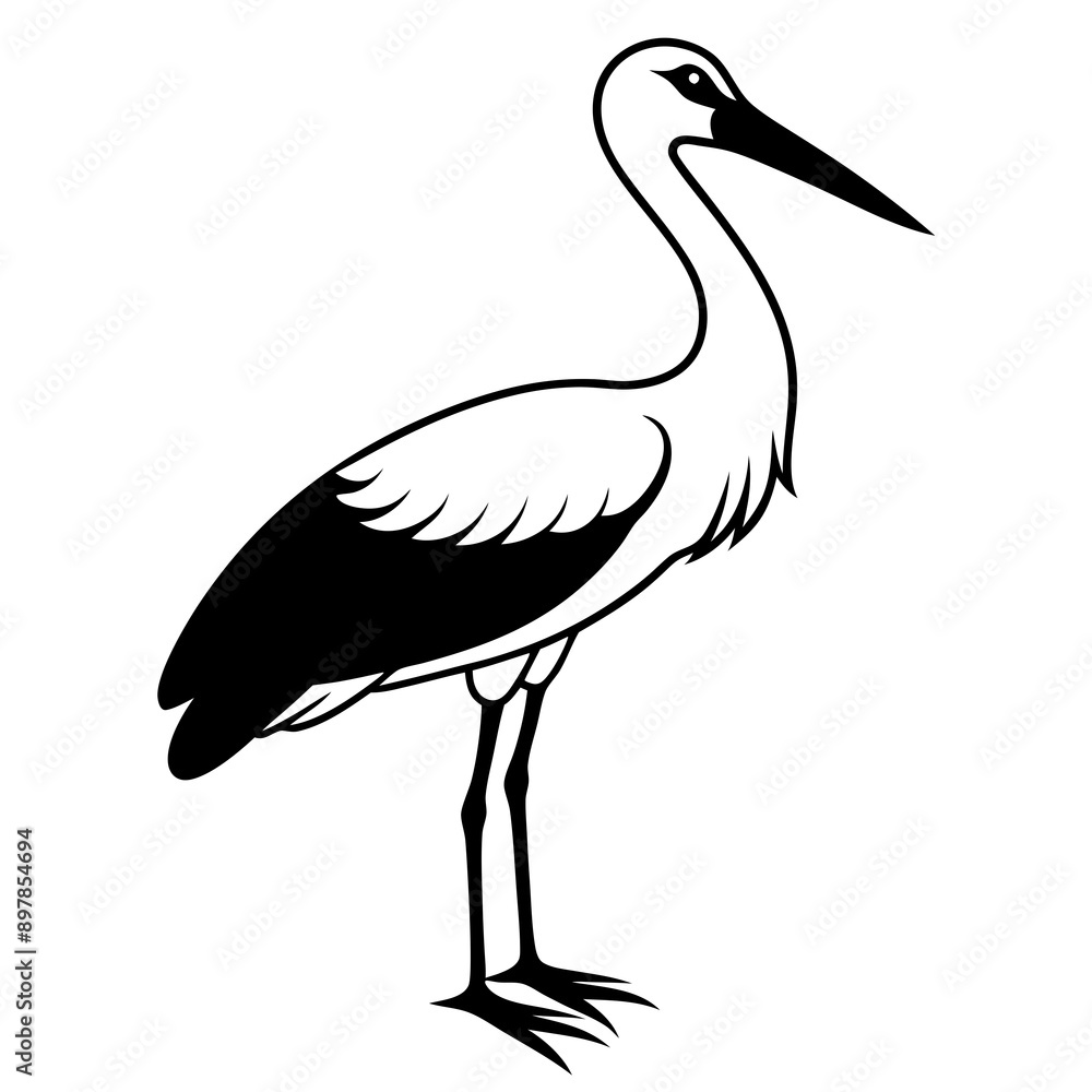 Naklejka premium Stork icon silhouette vector illustration