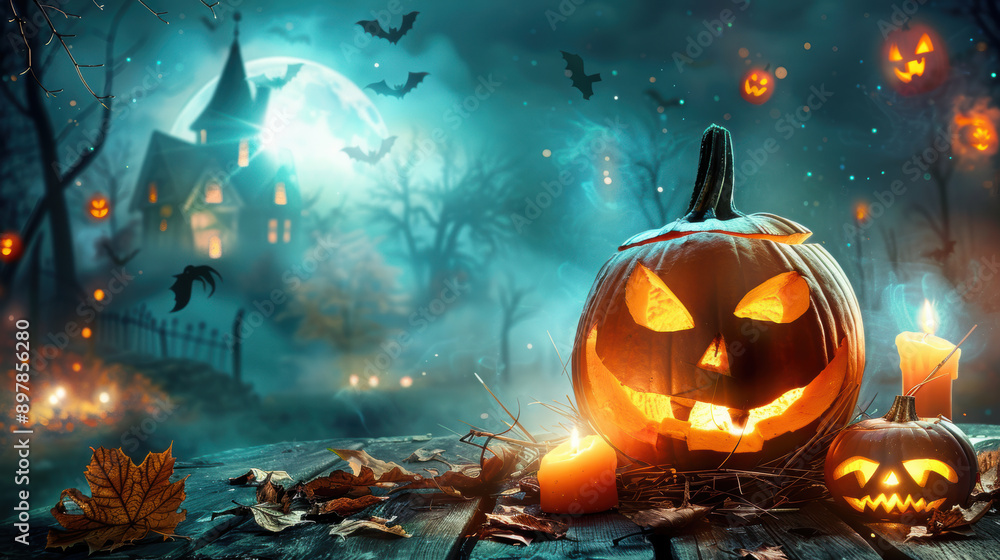 Naklejka premium Halloween Pumpkin Carving Halloween festival events carnival celebration Halloween ideas makeup Wallpaper decorations background