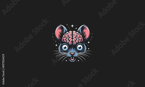 head mouse with brain vector logo design
