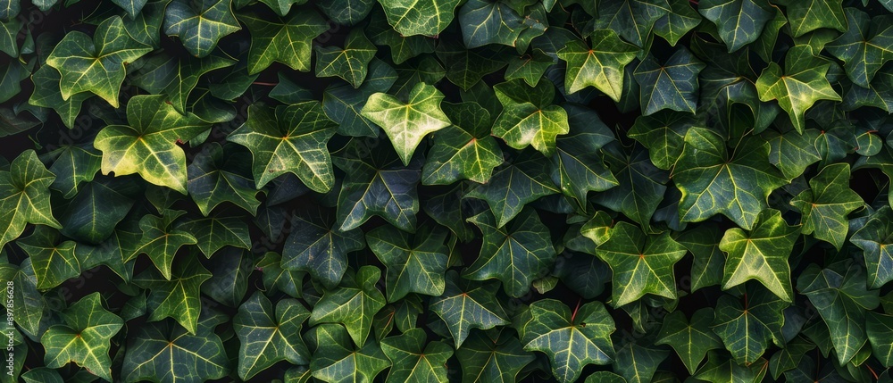 Panoramic close-up, high detail scan of lush green ivy texture, Generative AI Panoramic close-up, high detail scan of lush green ivy texture, Generative AI