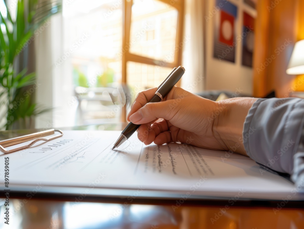 Hand signing a contract with empty space, agreement and legal concept Hand signing a contract with empty space, agreement and legal concept