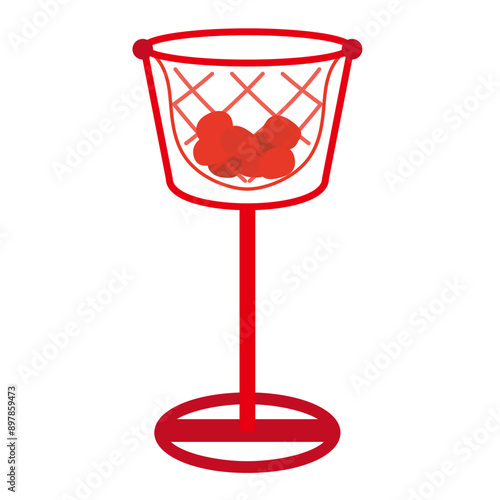 運動会で使う玉入れの赤いカゴ