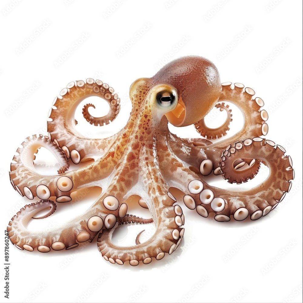 A Close-Up of a Brown Octopus with Tentacles Spread Out A Close-Up of a Brown Octopus with Tentacles Spread Out