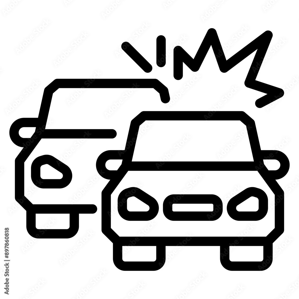 Obraz premium accident icon, broken cars, auto crash on road, car accident symbol isolated on white background. vector illustration