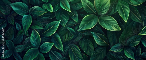 Wallpaper Mural Dark green leaves pattern background. seamless background. floral background. illustration green leaves. Generative AI. Torontodigital.ca