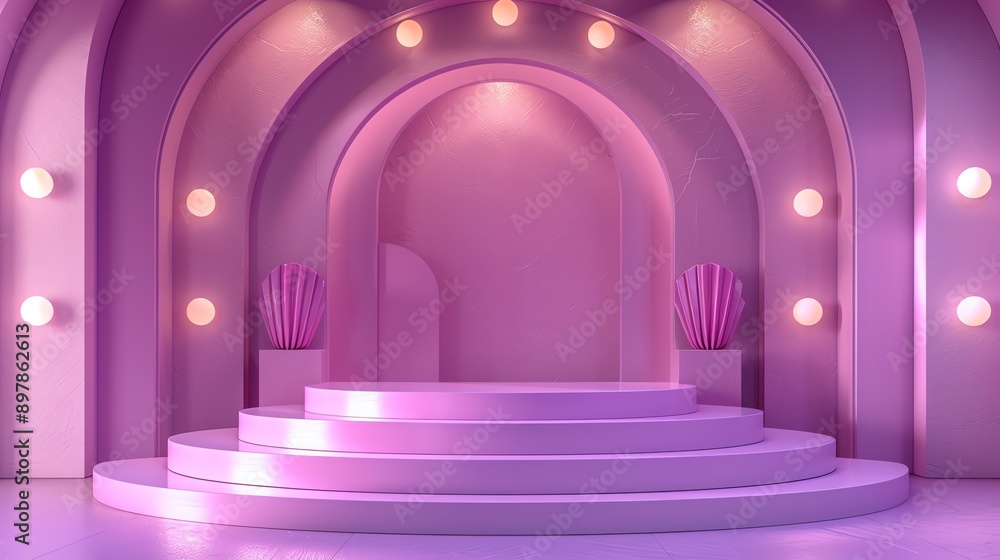 Pink Abstract Archway with Podium. Pink Abstract Archway with Podium.