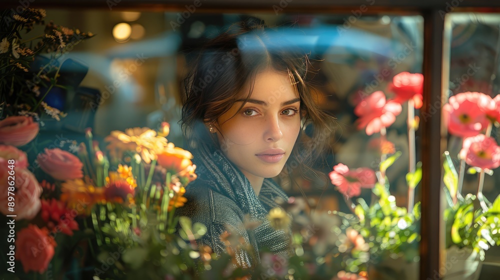 Capture the intricate reflections in a shop window display.