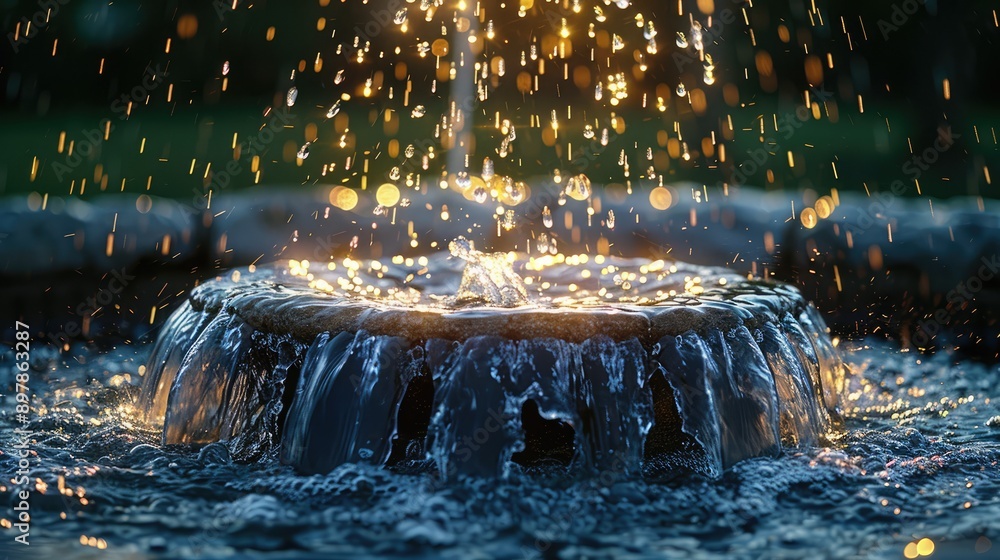 Capture the movement of water in a fountain