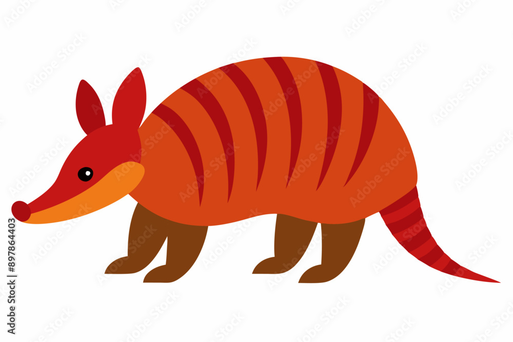 Fototapeta premium Funny Armadillo Vector Illustration Cartoons, Clipart And Line Art Design on White Background, Funny armadillo vector illustration in cartoon, clipart, and line art styles on a white background.