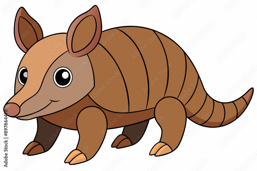 Fototapeta premium Funny Armadillo Vector Illustration Cartoons, Clipart And Line Art Design on White Background, Funny armadillo vector illustration in cartoon, clipart, and line art styles on a white background.