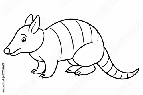 Funny Armadillo Vector Illustration Cartoons, Clipart And Line Art Design on White Background, Funny armadillo vector illustration in cartoon, clipart, and line art styles on a white background.