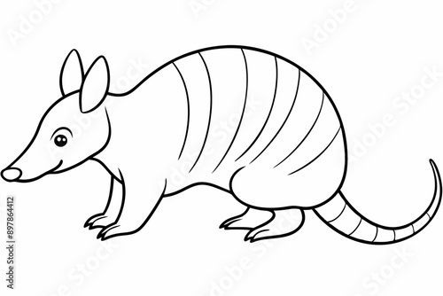 Funny Armadillo Vector Illustration Cartoons, Clipart And Line Art Design on White Background, Funny armadillo vector illustration in cartoon, clipart, and line art styles on a white background.