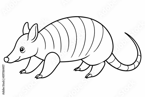 Funny Armadillo Vector Illustration Cartoons, Clipart And Line Art Design on White Background, Funny armadillo vector illustration in cartoon, clipart, and line art styles on a white background.