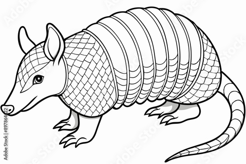 Funny Armadillo Vector Illustration Cartoons, Clipart And Line Art Design on White Background, Funny armadillo vector illustration in cartoon, clipart, and line art styles on a white background.