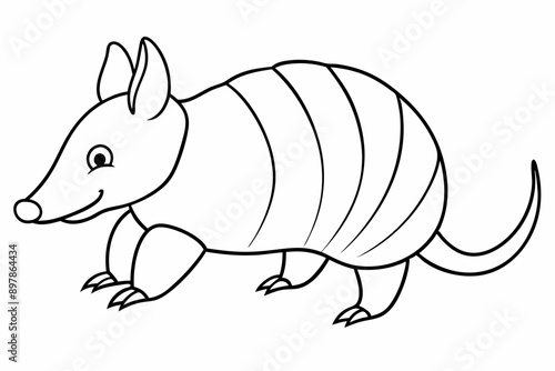 Funny Armadillo Vector Illustration Cartoons, Clipart And Line Art Design on White Background, Funny armadillo vector illustration in cartoon, clipart, and line art styles on a white background.