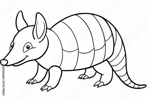 Funny Armadillo Vector Illustration Cartoons, Clipart And Line Art Design on White Background, Funny armadillo vector illustration in cartoon, clipart, and line art styles on a white background.