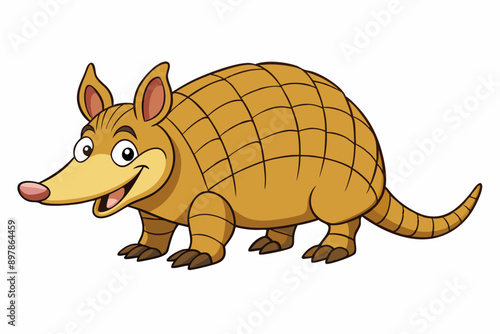 Funny Armadillo Vector Illustration Cartoons, Clipart And Line Art Design on White Background, Funny armadillo vector illustration in cartoon, clipart, and line art styles on a white background.