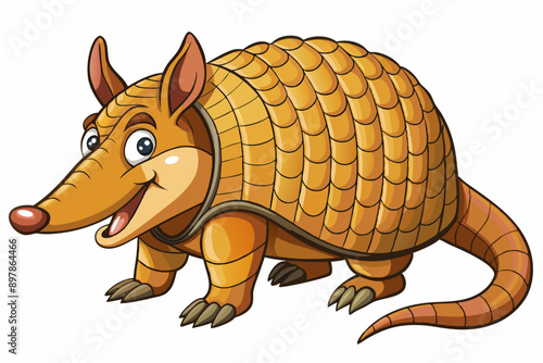 Funny Armadillo Vector Illustration Cartoons, Clipart And Line Art Design on White Background, Funny armadillo vector illustration in cartoon, clipart, and line art styles on a white background.
