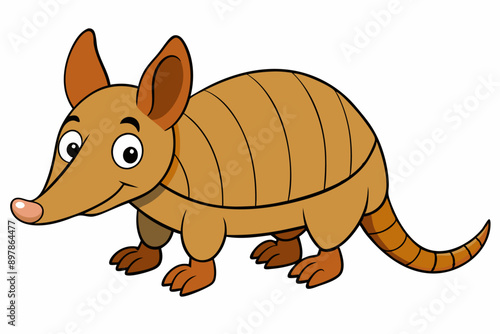 Funny Armadillo Vector Illustration Cartoons, Clipart And Line Art Design on White Background, Funny armadillo vector illustration in cartoon, clipart, and line art styles on a white background.