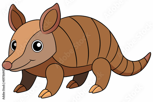 Funny Armadillo Vector Illustration Cartoons, Clipart And Line Art Design on White Background, Funny armadillo vector illustration in cartoon, clipart, and line art styles on a white background.