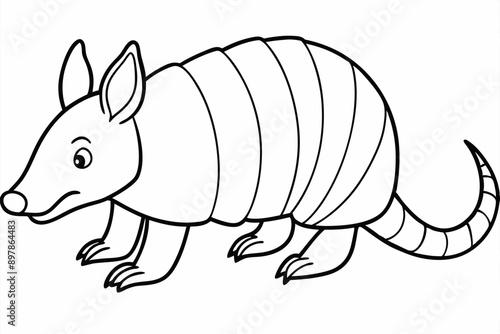 Funny Armadillo Vector Illustration Cartoons, Clipart And Line Art Design on White Background, Funny armadillo vector illustration in cartoon, clipart, and line art styles on a white background.