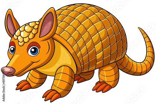 Funny Armadillo Vector Illustration Cartoons, Clipart And Line Art Design on White Background, Funny armadillo vector illustration in cartoon, clipart, and line art styles on a white background.