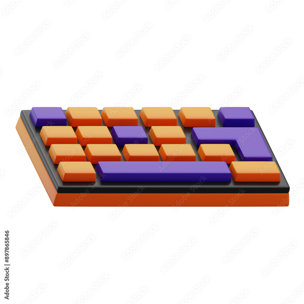 orange purple keyboard 3d illustration orange purple keyboard 3d illustration
