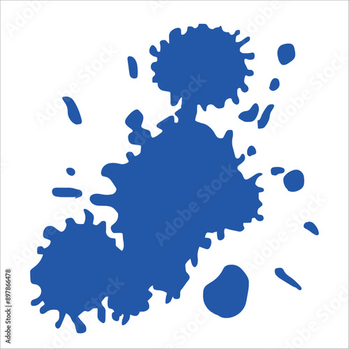 Paint blue pigment spray splash stain illustration spots