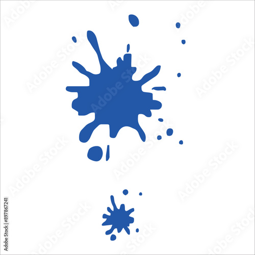 Paint blue pigment spray splash stain illustration spots