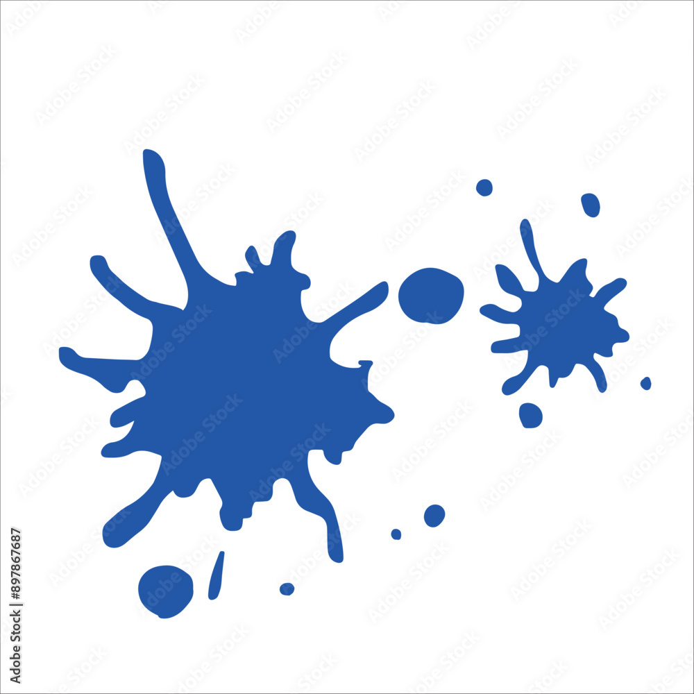 Naklejka premium Paint blue pigment spray splash stain illustration spots