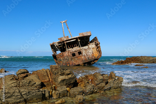 shipwreck on the beach, Cape Agulhas, South Africa