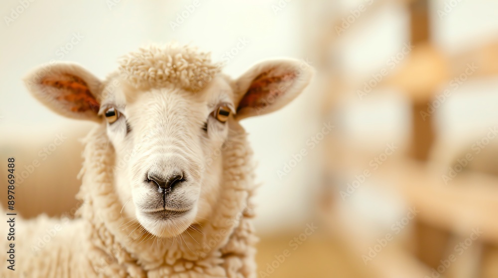 Close-up of a sheep showcasing its woolly texture and curious gaze, perfect for agriculture, farm, and animal-themed projects. Close-up of a sheep showcasing its woolly texture and curious gaze, perfect for agriculture, farm, and animal-themed projects.