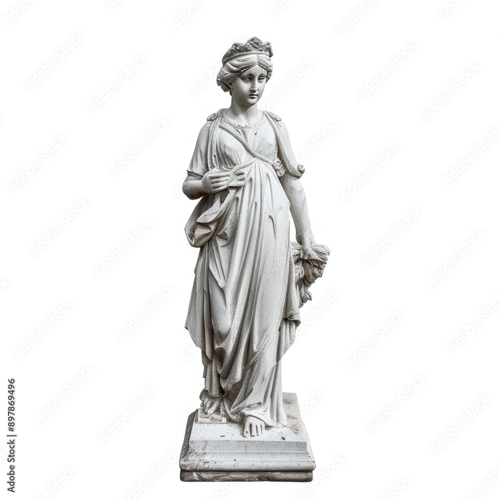 Obraz premium White Stone Statue of a Woman with a Crown