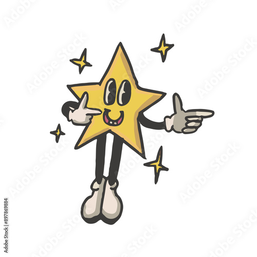 Star Vintage Cartoon Character Premium Vector (Gotcha)