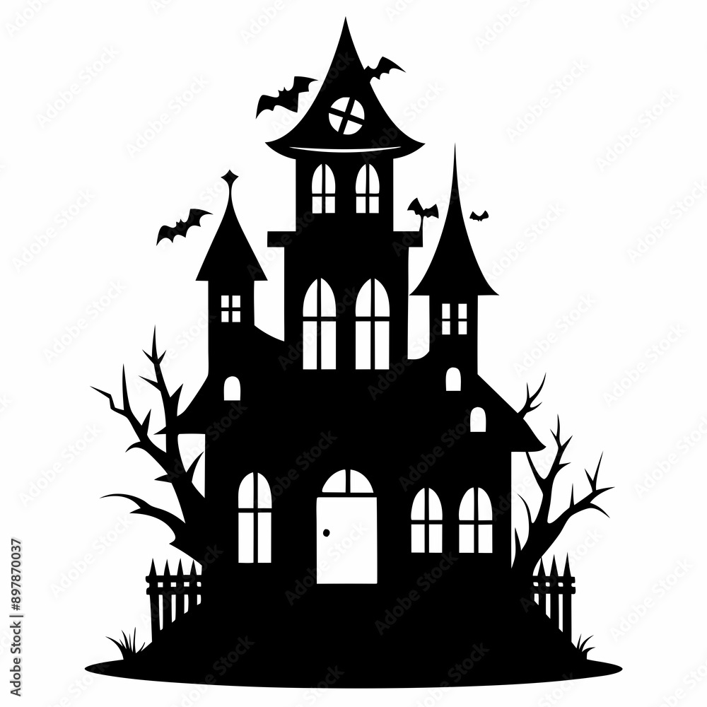 HAUNTED HOUSE SVG , Halloween Bundle Svg,,Halloween haunted house, Instant Download, silhouette, Svg cut file, clip art,, cricut, Spooky House SVG, Bats