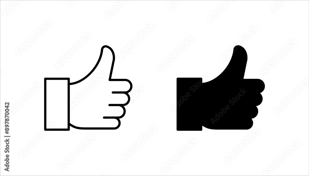 Thumbs up icon set, Black Thumb up icon on white background, Vector illustration. Thumbs up icon set, Black Thumb up icon on white background, Vector illustration.