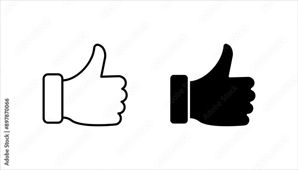 Thumbs up icon set, Black Thumb up icon on white background, Vector illustration. Thumbs up icon set, Black Thumb up icon on white background, Vector illustration.