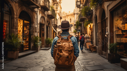 travel to Europe, man tourist with map on the street, tourism