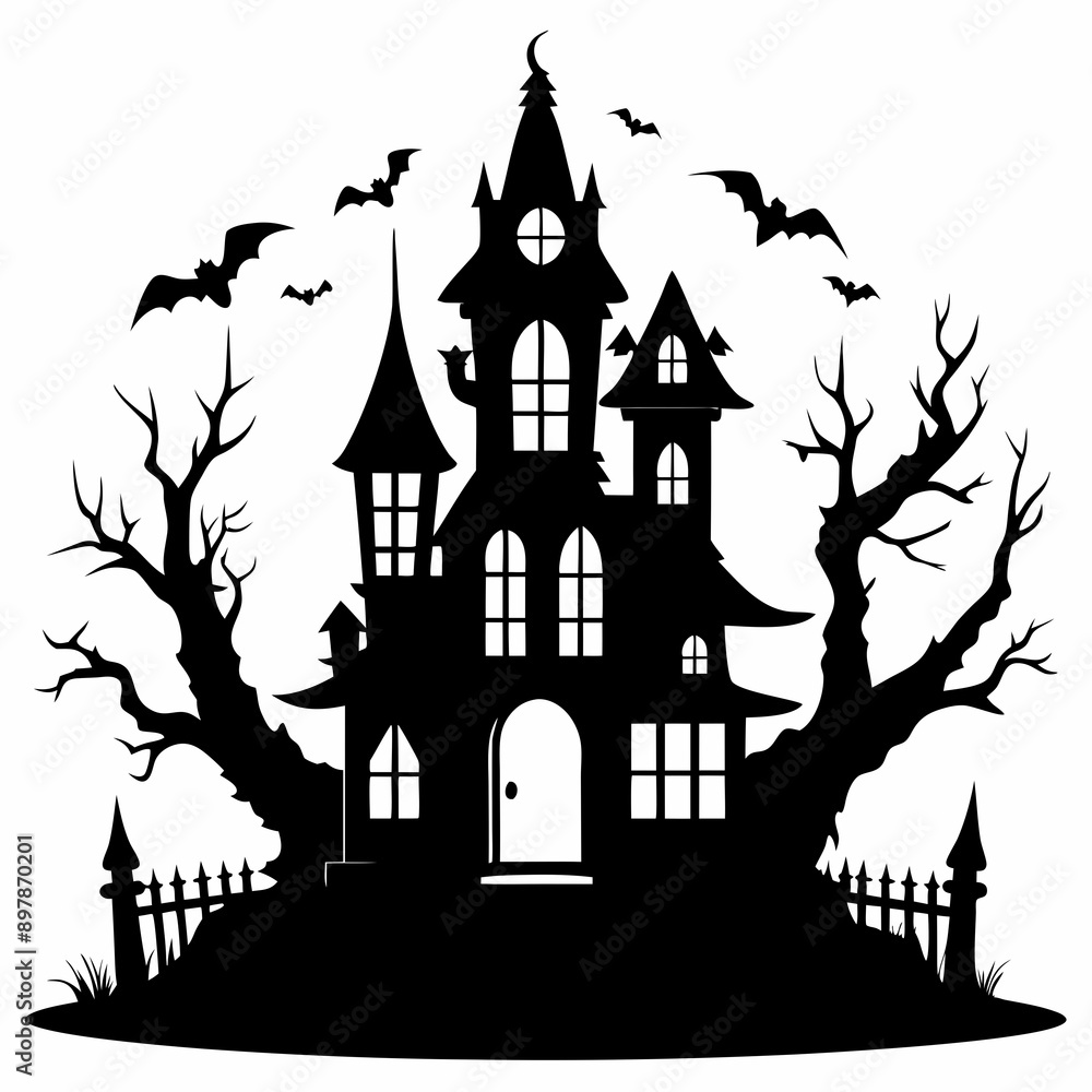 HAUNTED HOUSE SVG , Halloween Bundle Svg, Halloween haunted house, Instant Download, silhouette, Svg cut file, clip art, Cricut, Spooky House SVG, Bats