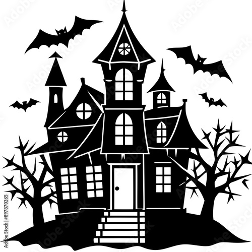 Wallpaper Mural HAUNTED HOUSE SVG , Halloween Bundle Svg,,Halloween haunted house, Instant Download, silhouette, Svg cut file, clip art,, cricut, Spooky House SVG, Bats Torontodigital.ca