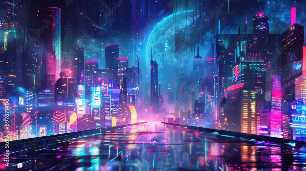 Colorful blured futuristic city background Colorful blured futuristic city background