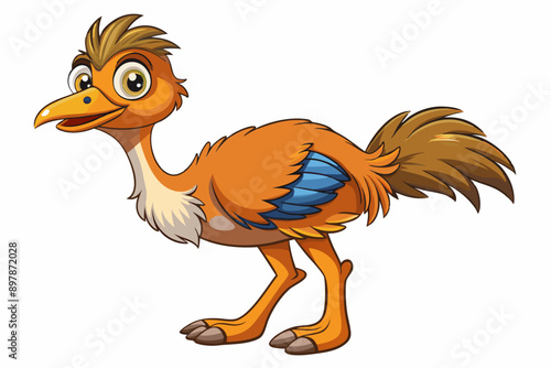 Funny Emu Vector Illustration Cartoon, Clipart, and Line Art on White Background, Funny emu cartoon vector illustration, clipart, and line art on white background