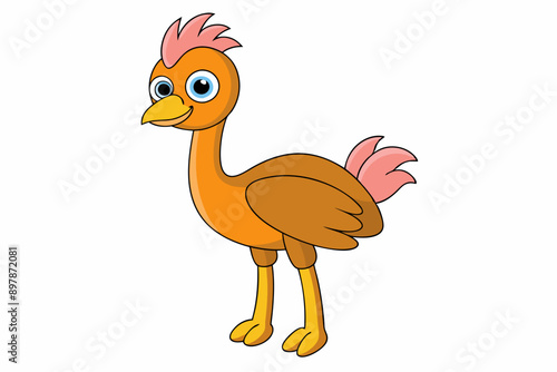 Funny Emu Vector Illustration Cartoon, Clipart, and Line Art on White Background, Funny emu cartoon vector illustration, clipart, and line art on white background