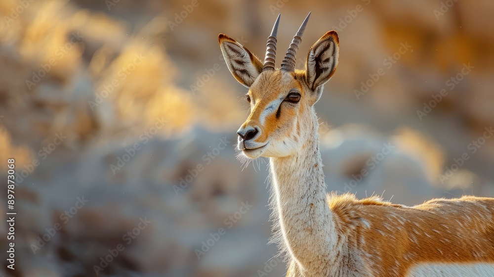 Close-up of gazelle in natural habitat with blurred background Close-up of gazelle in natural habitat with blurred background
